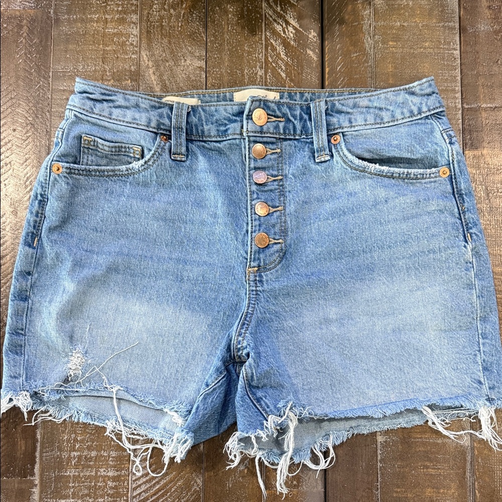 Universal Thread High-Rise Button Fly Distressed Denim Shorts Light Wash - 4/27R